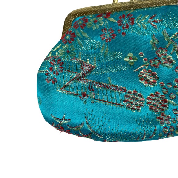 Vintage Pagoda Chinese China Clasp Closing Small Coin Change Purse Wallet Geisha - Picture 5 of 12